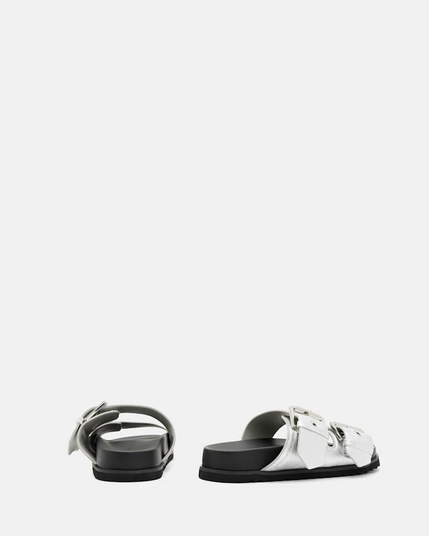 Sian Metallic Leather Buckle Sandals
