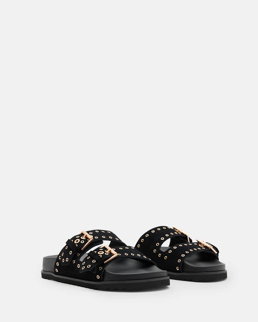 Khai Two Strap Suede Eyelet Sandals