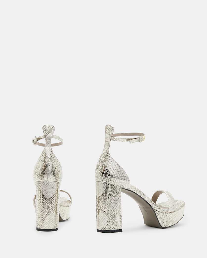 Zig Snake Leather Platform Heel Sandal