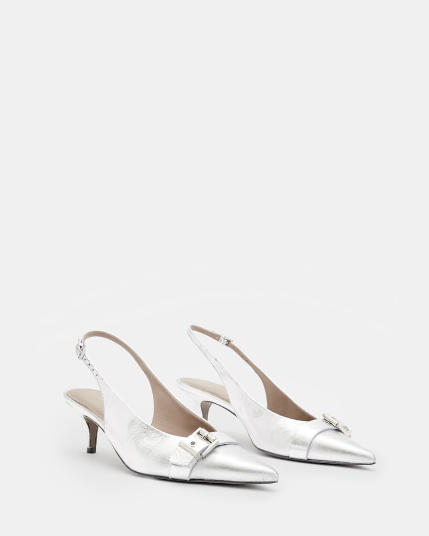 Selina Slingback Leather Kitten Heels