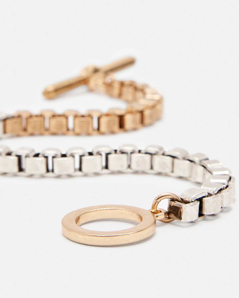 Box Chain Two Tone Bracelet