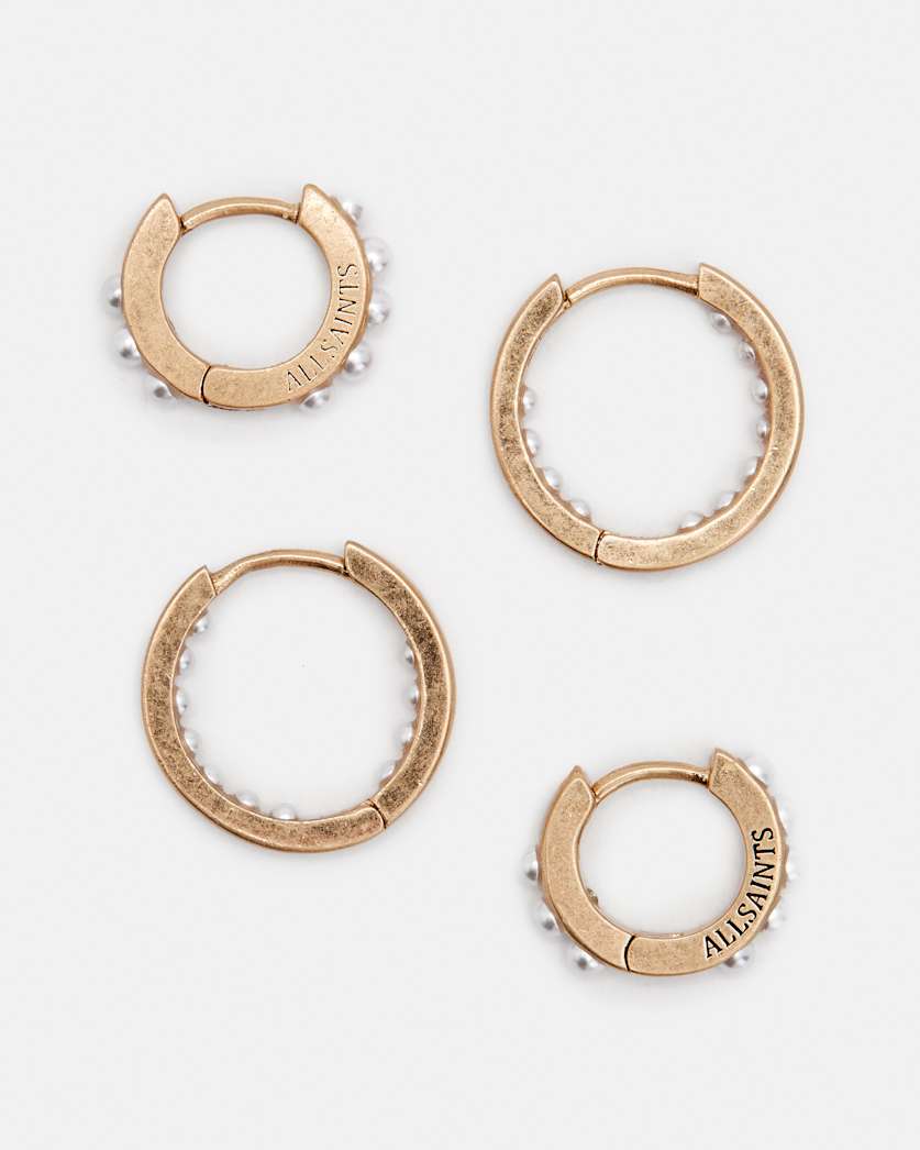 Pearl Beaded Hoop Earring Set