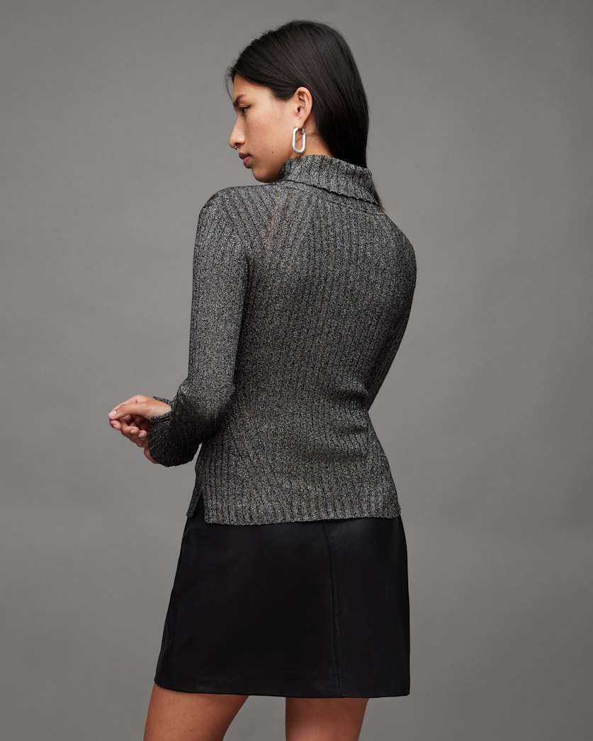 Juliette Roll Neck Slim Metallic Jumper