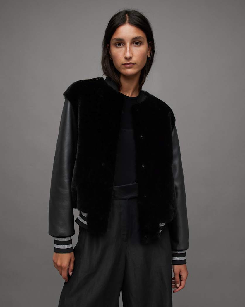 Margot Shearling Baseball Jacket