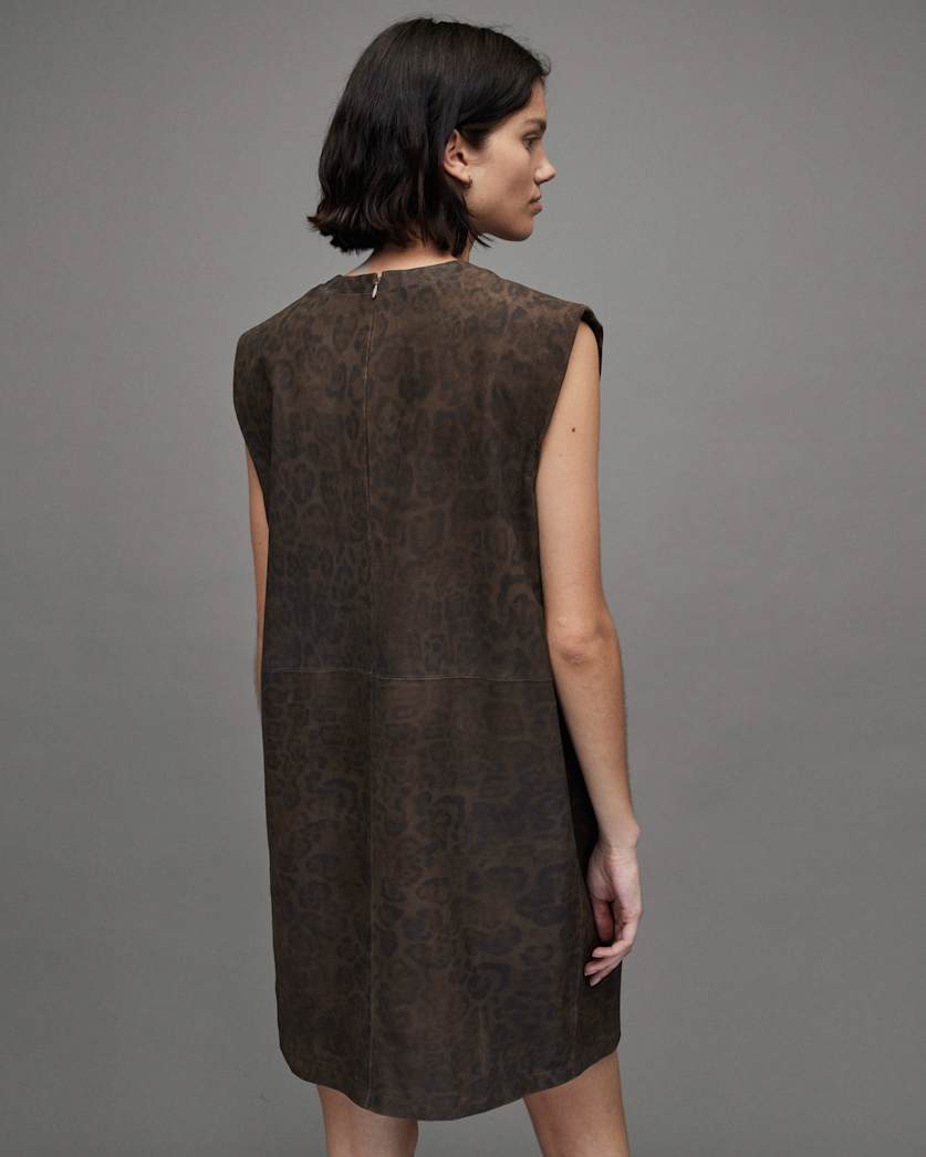 Mika Leopard Print Suede Mini Dress