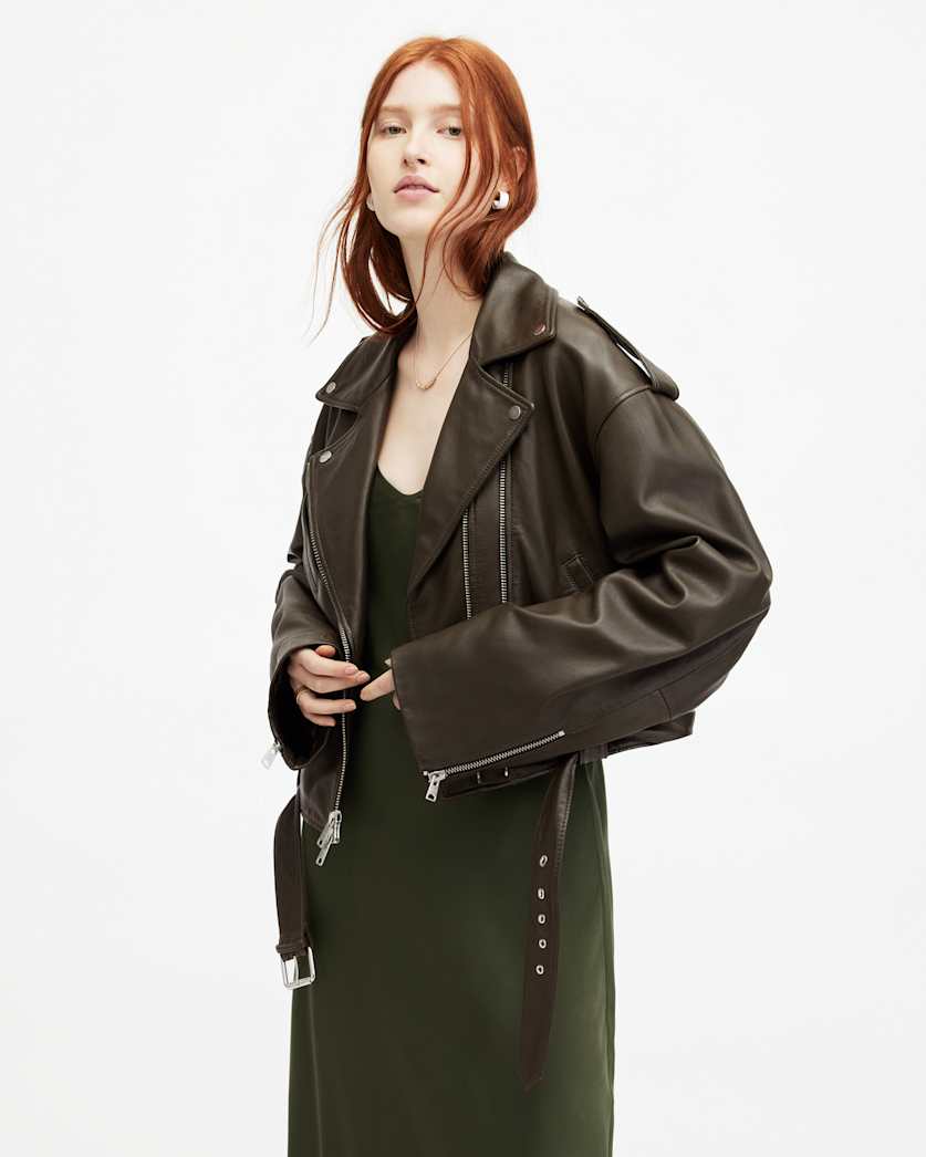 Dayle Oversized Leather Biker Jacket
