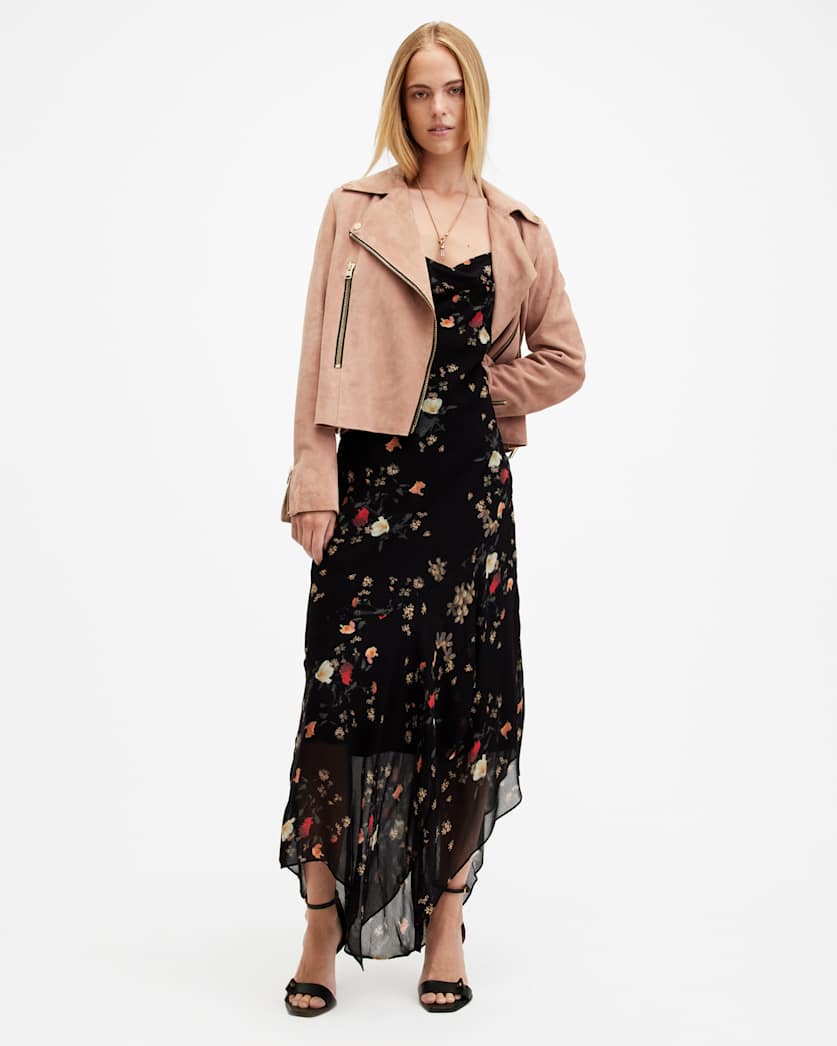 Beale Raw Edge Suede Biker Jacket