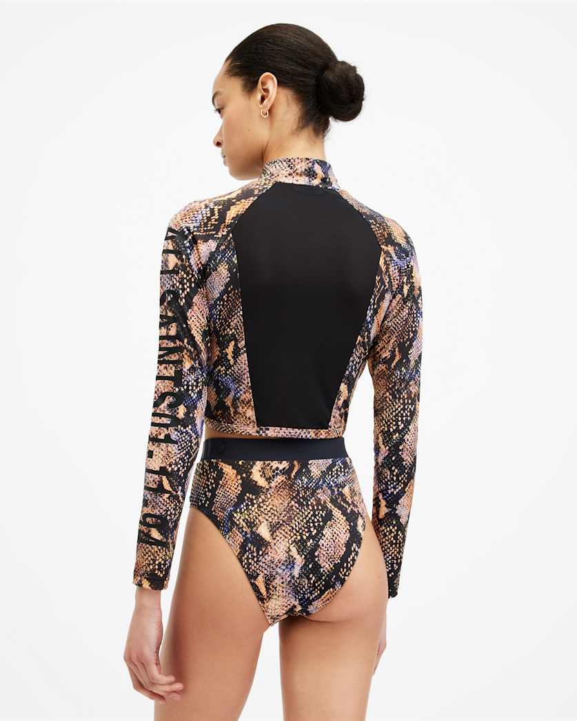 Dara Snake Print Logo Bikini Bottoms