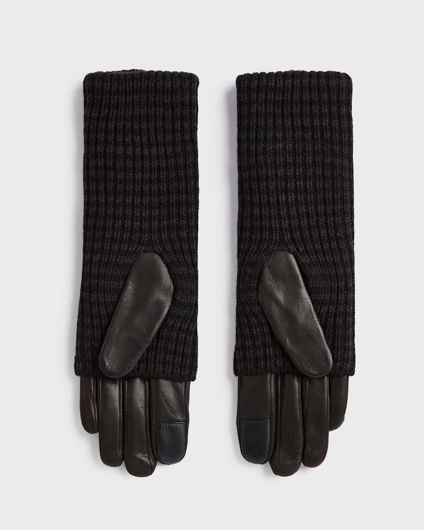 Stripe Cuff Leather Gloves