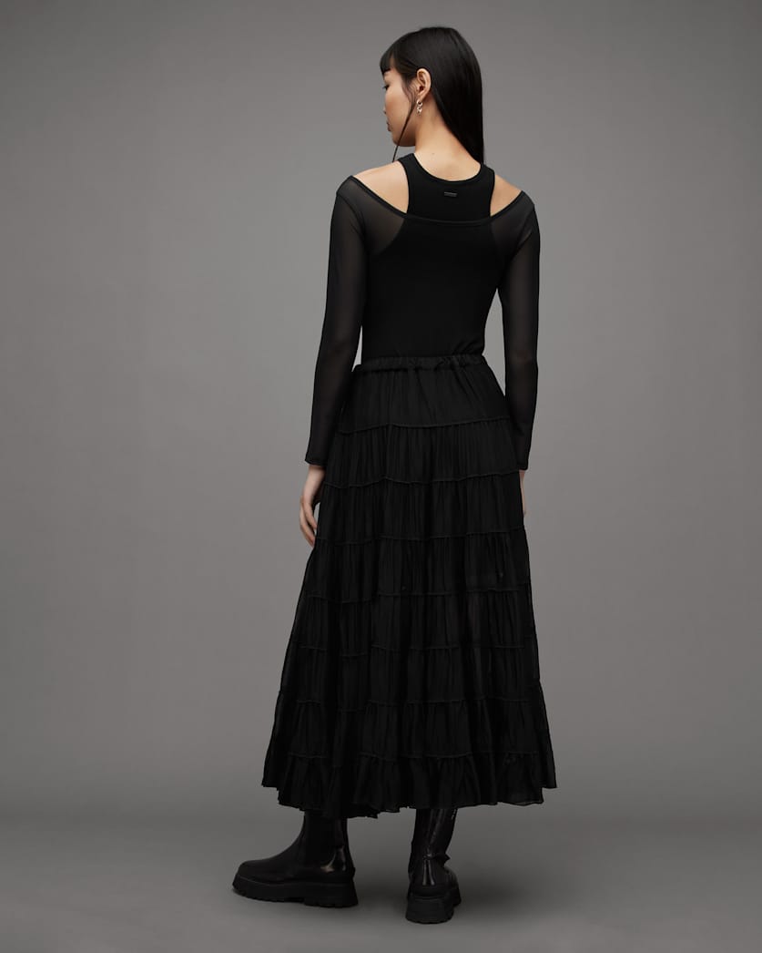Eva Elasticated Waist Tiered Maxi Skirt