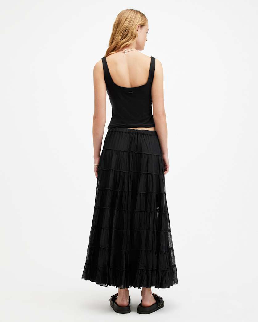 Eva Elasticated Waist Tiered Maxi Skirt