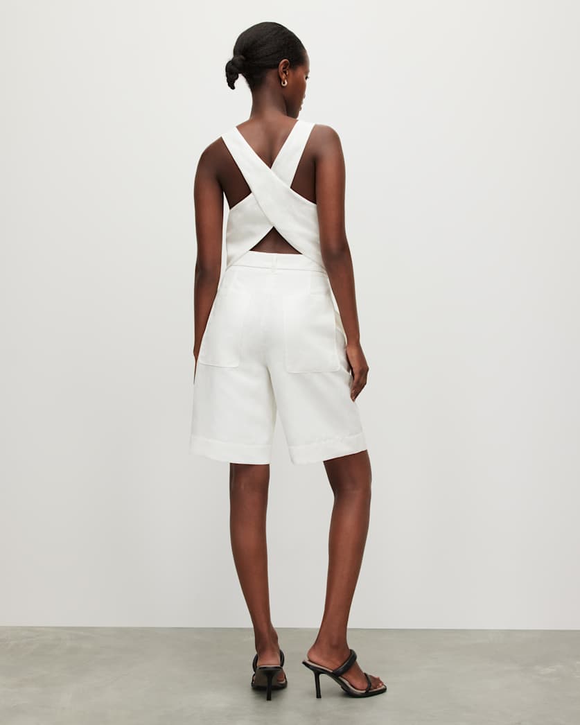 Petra High-Rise Wide Linen Blend Shorts