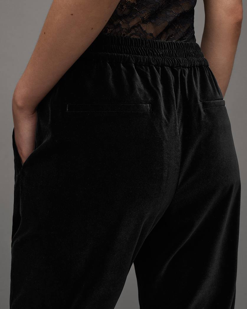 Aleida Mid-Rise Tapered Velvet Trousers