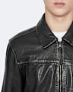 Alkan Zip Up Two Tone Leather Jacket