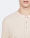 Raine Waffle-Knit Long-Sleeve Henley Top