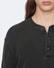 Raine Waffle-Knit Long-Sleeve Henley Top