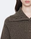 Caron Cropped Merino Wool Cardigan