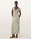 Gabby Floral Print Mesh Maxi Dress