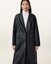 Aire Long Line Leather Coat
