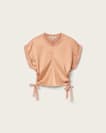 Mira Cropped Satin Drawcord T-Shirt