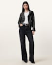 Ellis Leather Funnel Neck Biker Jacket