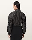 Anouk Cropped Leather Bomber Jacket