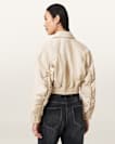 Anouk Cropped Leather Bomber Jacket