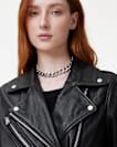 Billie Pearl Embellished Leather Biker Jacket