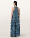 Cavarly Crepe Tiered Ruffle Maxi Dress
