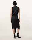 Abi Lace Trim Draped Midi Dress