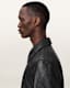 Alkan Zip Up Two Tone Leather Jacket