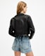 Elora Cropped Slim Leather Biker Jacket