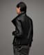 Ellis Funnel Neck Leather Biker Jacket