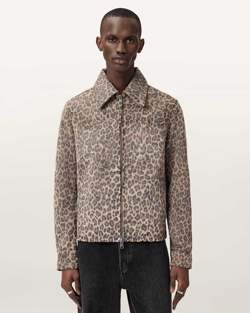 Dellcot Leopard Print Suede Jacket