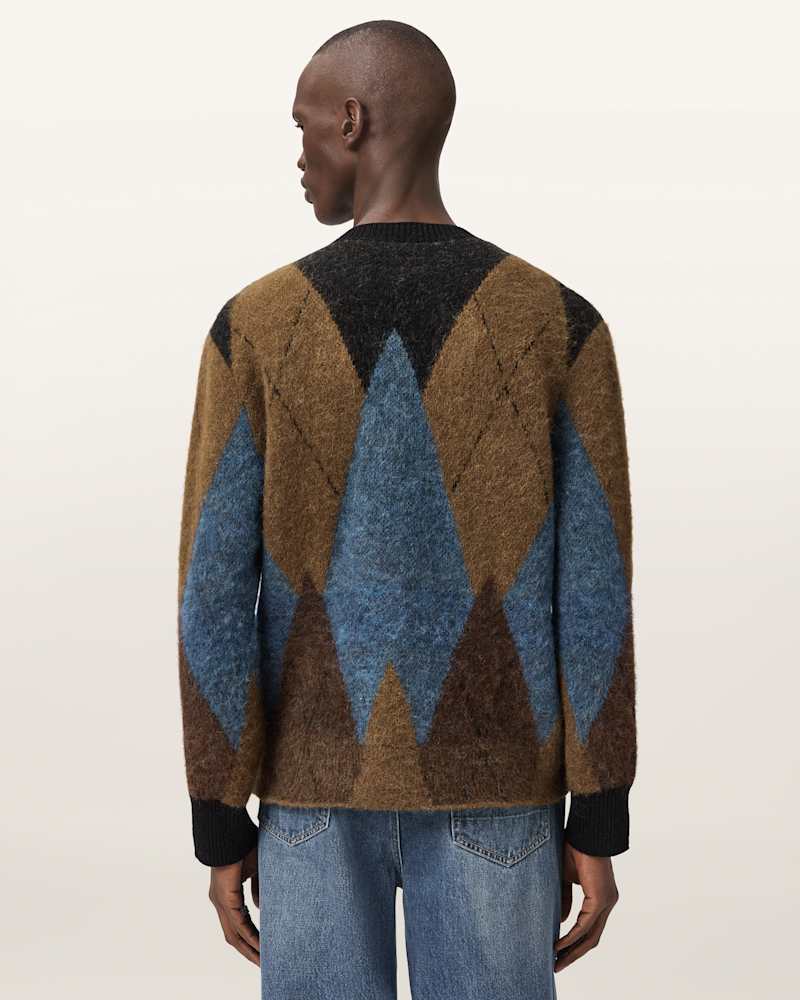 Bernie Oversized Argyle Cardigan