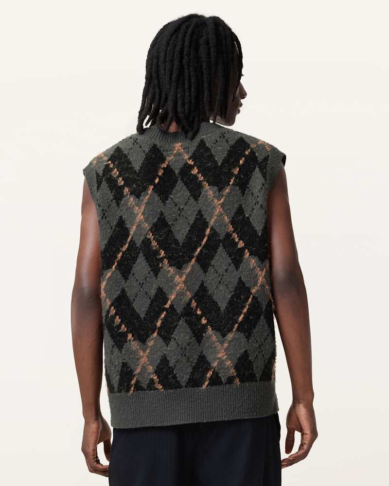 Adore Argyle Knitted V-Neck Tank Top