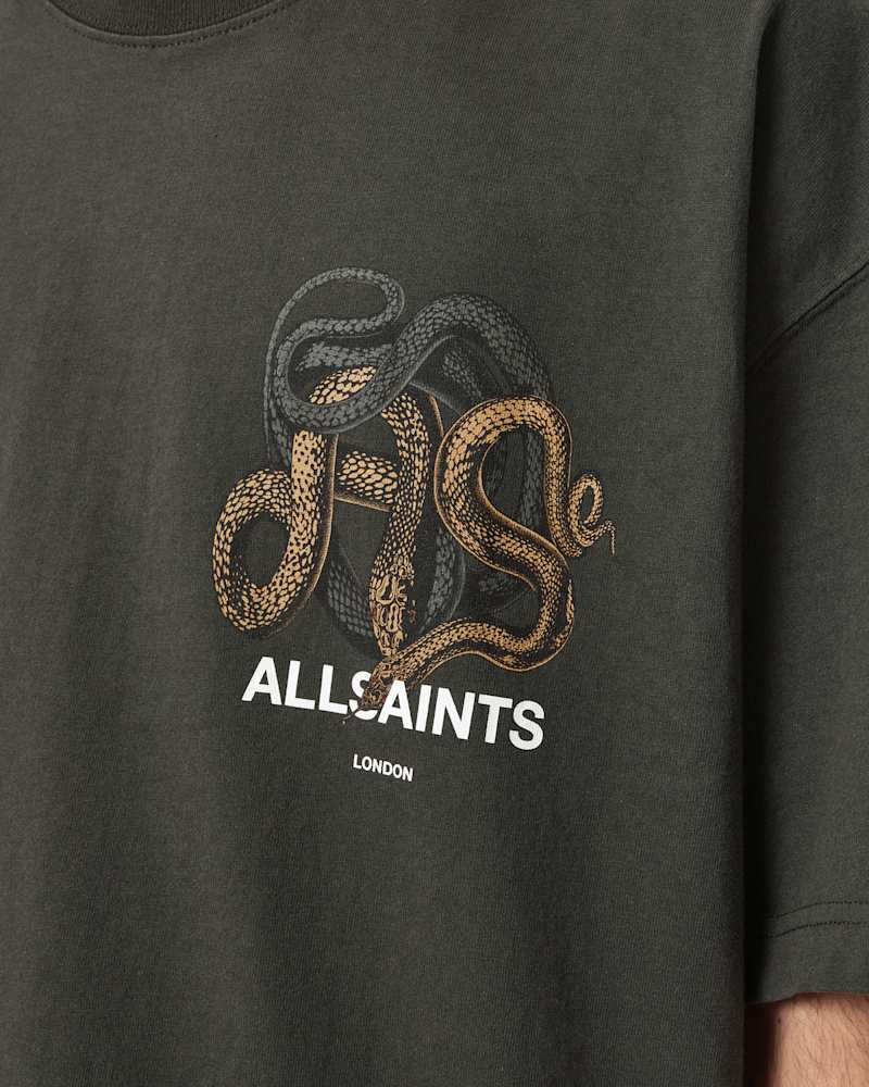 Reticulate Oversized Graphic Snake Print T-Shirt