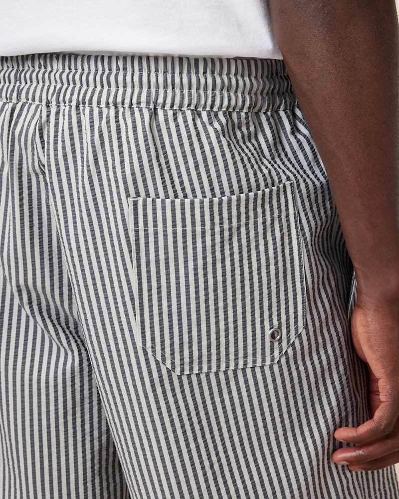 Warden Striped Seersucker Swim Shorts
