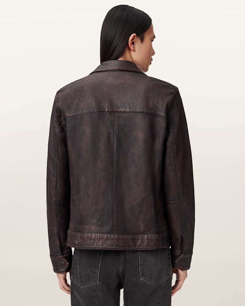 Alkan Zip Up Two Tone Leather Jacket 