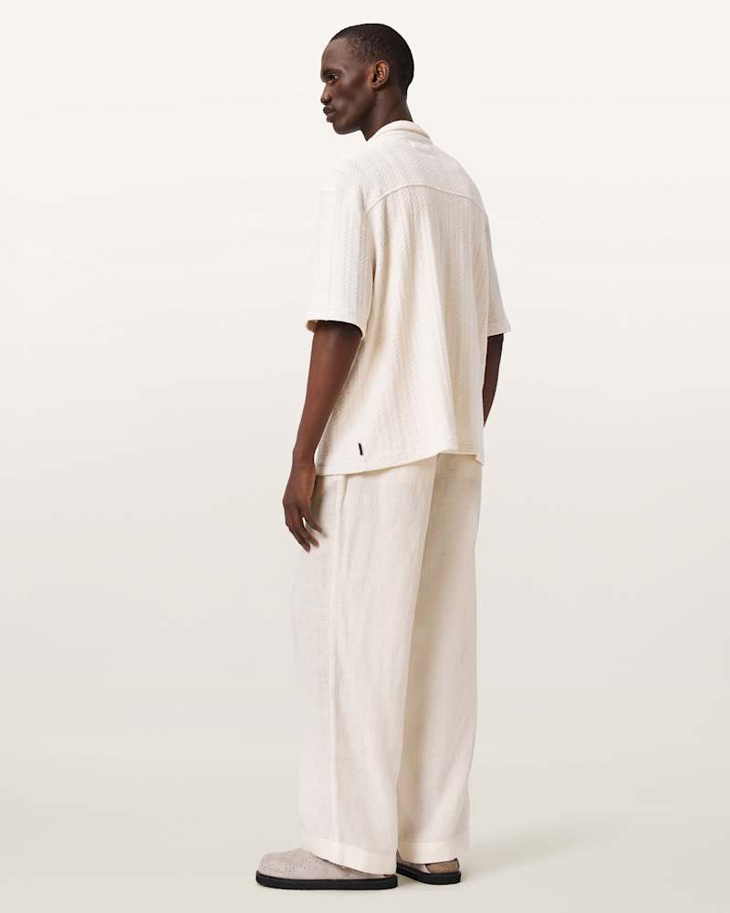 Sharp Straight Leg Linen Trousers