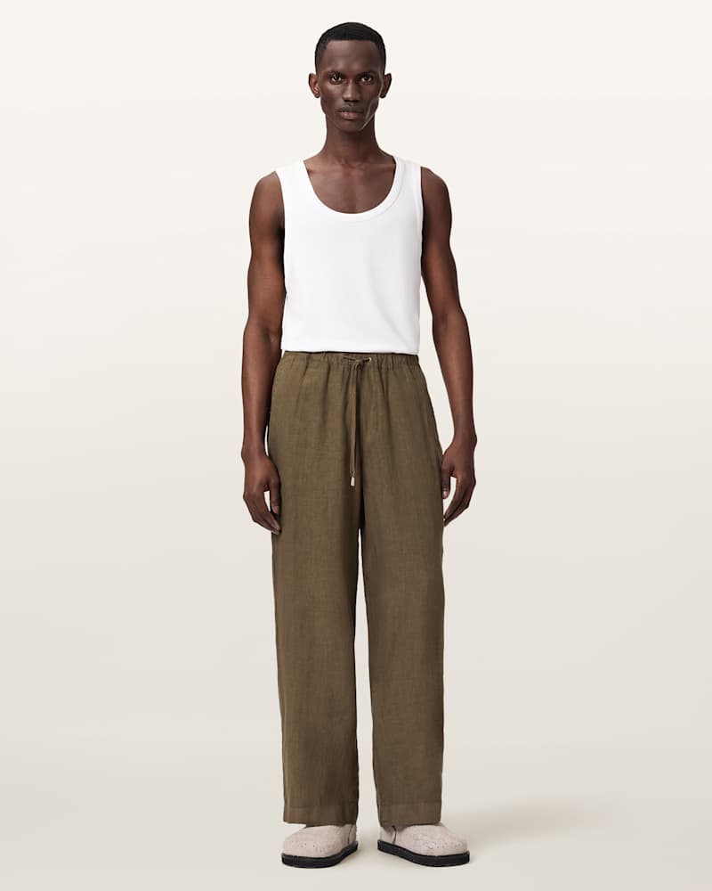 Sharp Straight Leg Linen Trousers