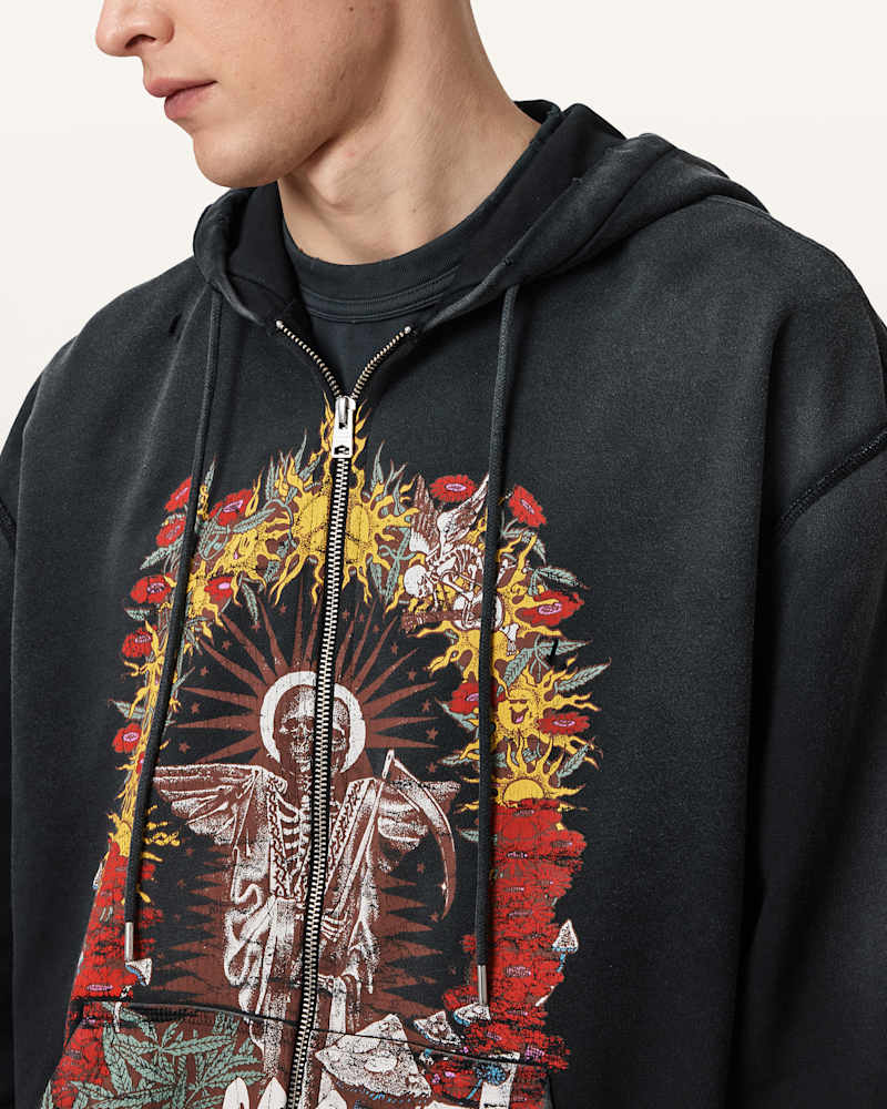 Roque Zip Up Graphic Hoodie