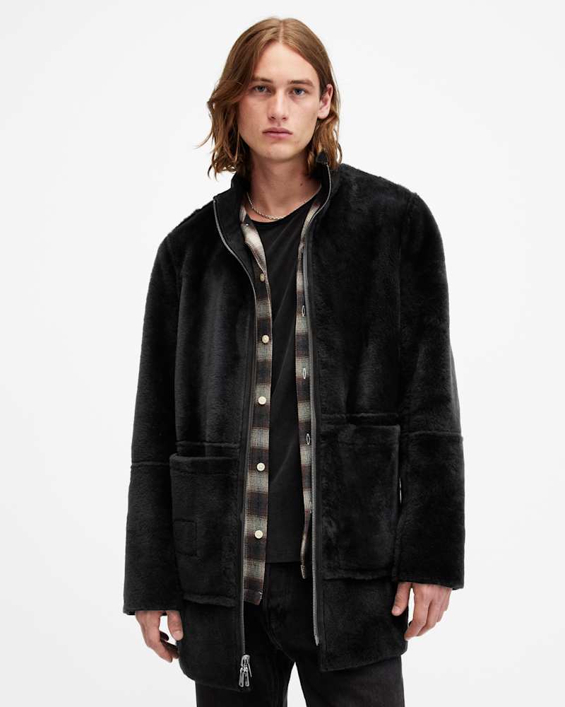 Stride Funnel Neck Shearling Coat