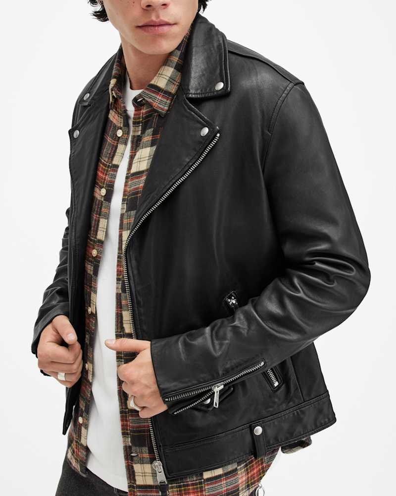 Milo Asymmetric Zip Leather Biker Jacket