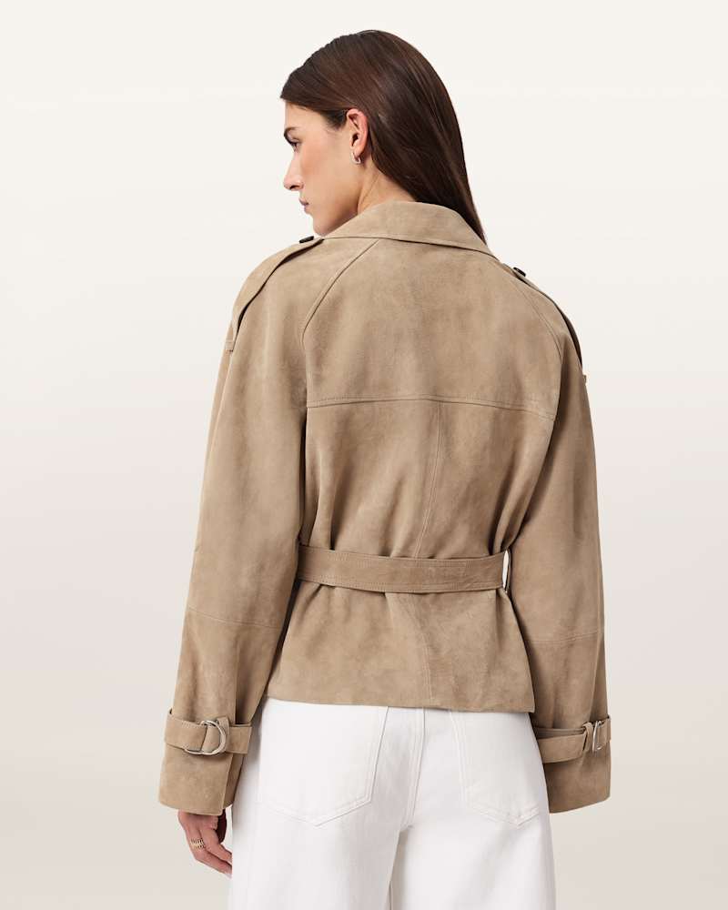 Reed Cropped Suede Trench Coat
