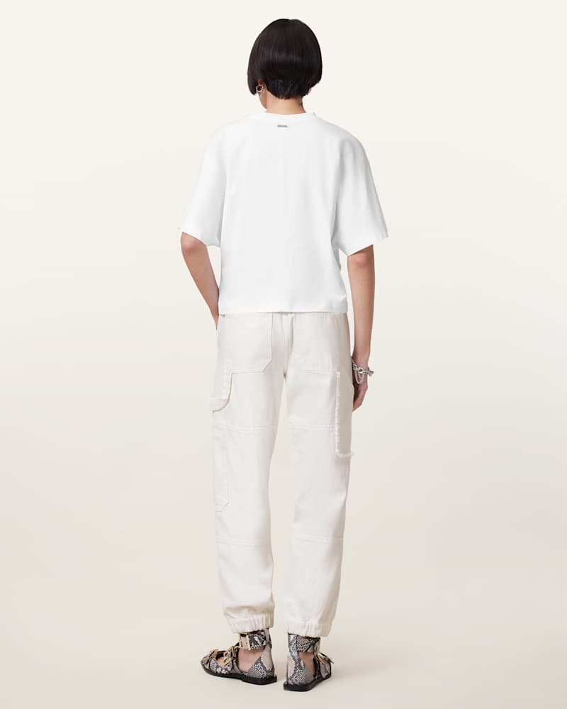 Mila Tapered Frayed Cargo Denim Trousers