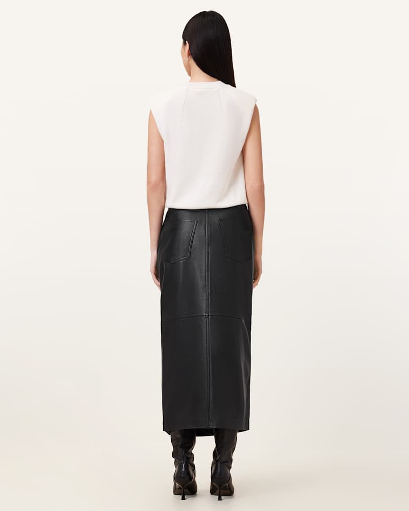 Eden Leather Midi Skirt