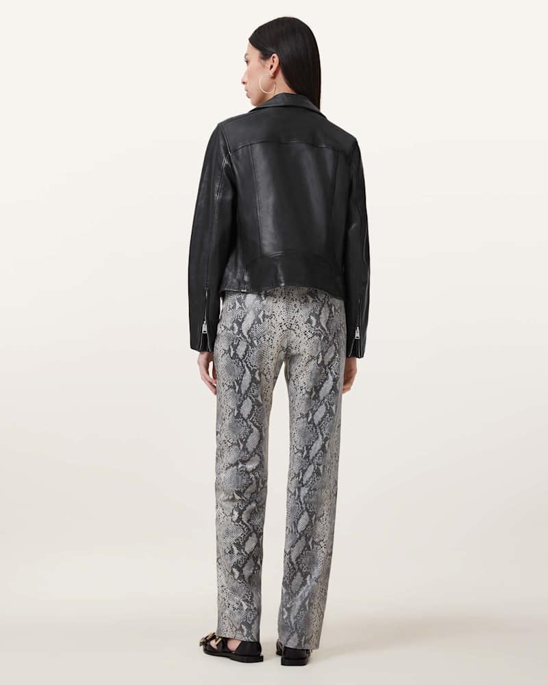 Saige Snake Skin Effect Leather Trousers