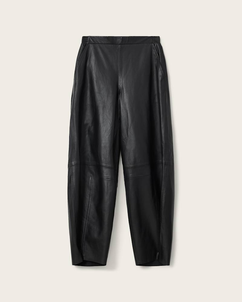 Etta Barrel Leg Leather Trousers 