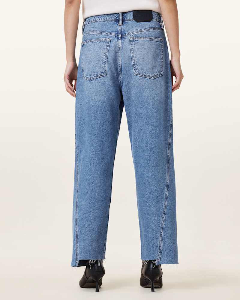 Fox Asymmetric Hem Wide Leg Denim Jeans